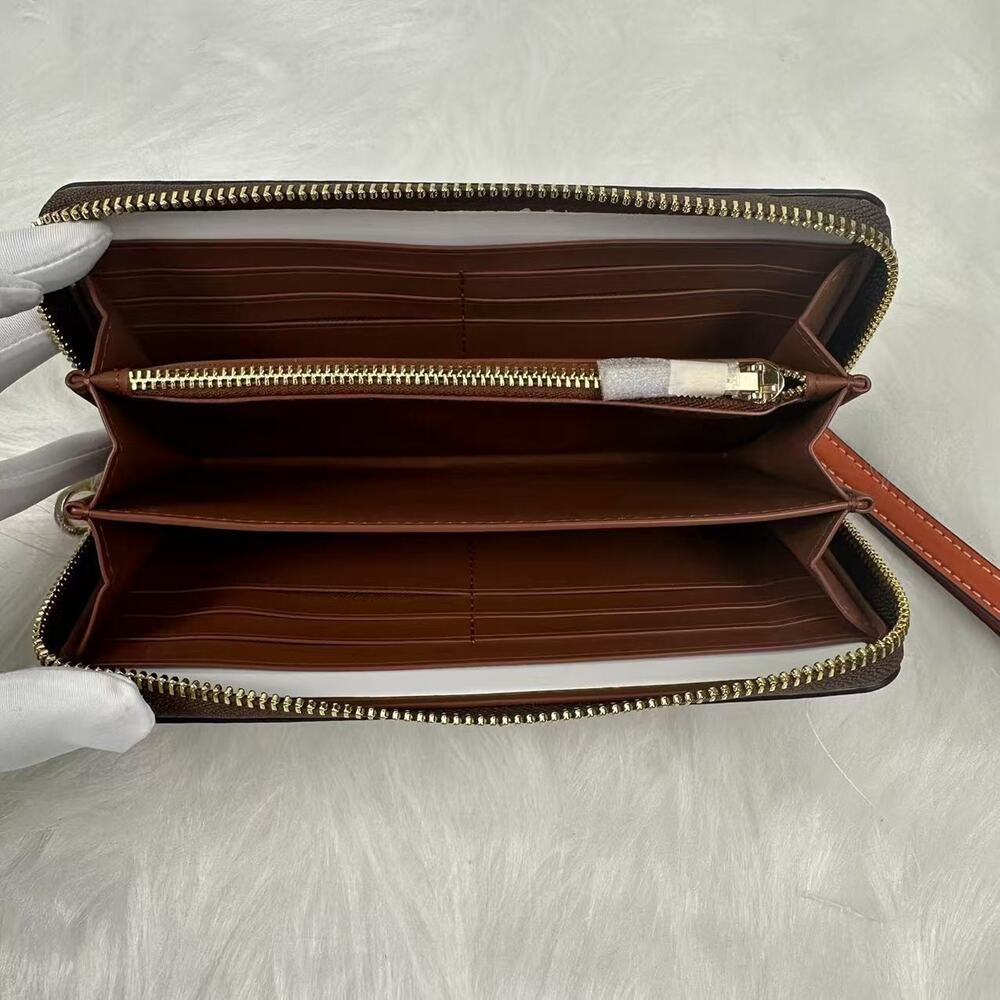 Coach Long Zip Around Wallet In Signature Canvas Orange Print Wristlet CAO92 NWT - Picture 3 of 4